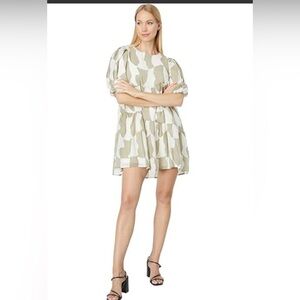 MOON RIVER Geo Print Mini Dress Women's Sage size XS